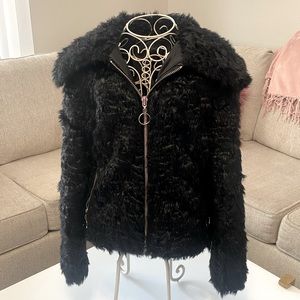 Topshop fuzzy faux fur black jacket